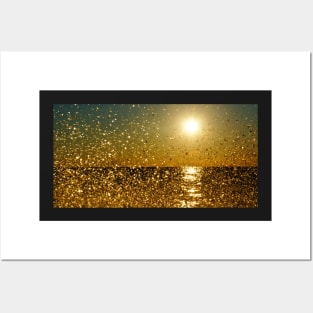 Glittering Gold Sunset Splash Posters and Art